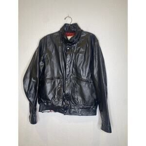 Black Vintage Clipper Mist 70s/80s Men’s Leather Jacket Sz Lg Moto Biker Lined